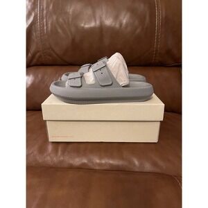 J/Slides Footwear 9 Gray Adjustable‎ Buckle Slide Sandals Comfort Casual